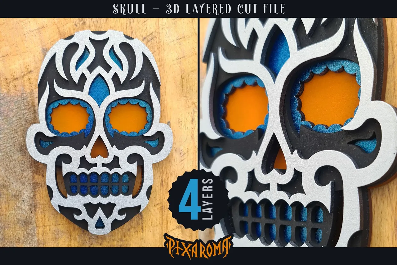 Sugar Skull 3D Layered Cut File Preview 4.jpg