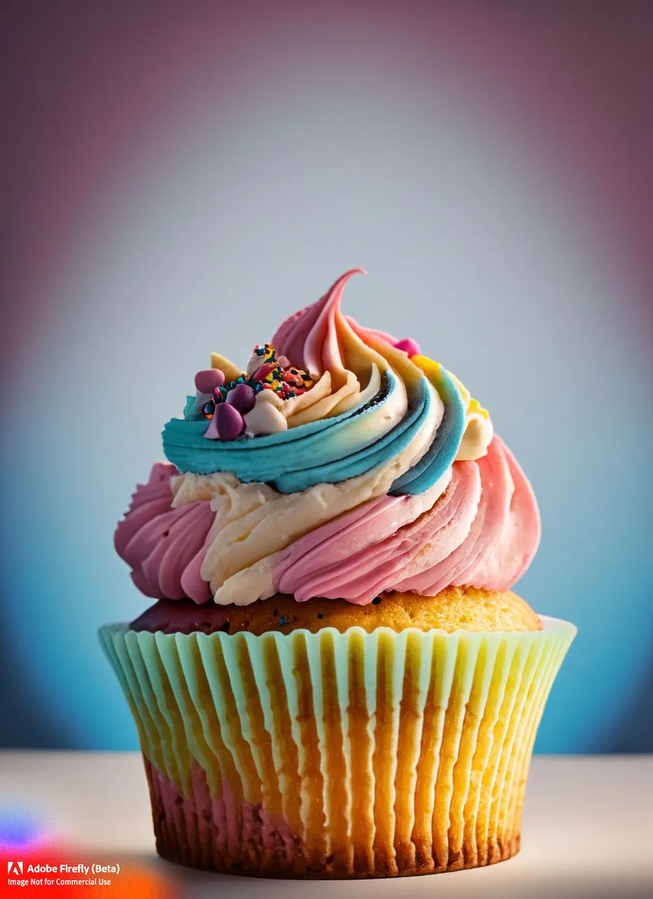 Firefly_A+photo of a cupcake captured with a Zeiss lens and studio lighting, showcasing the intricate deta...s of the dessert. The cupcake sits in the center of the frame, with a smooth, fluffy texture and vibrant frosting on top.  (1).jpg