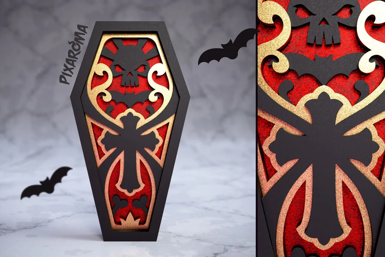 3 Halloween Coffin 3D Layered SVG Cut File Preview 3.jpg