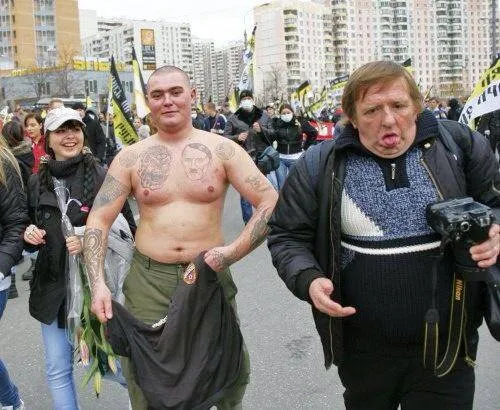 Russian March. Hitler tattoo. Photo Source - islamnews