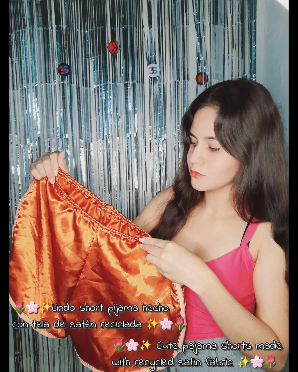 🌷🌸✨️Lindo short pijama hecho con tela de satén reciclada ✨️🌸🌷//🌷🌸✨️ Cute pajama shorts made with recycled satin fabric ✨️🌸🌷