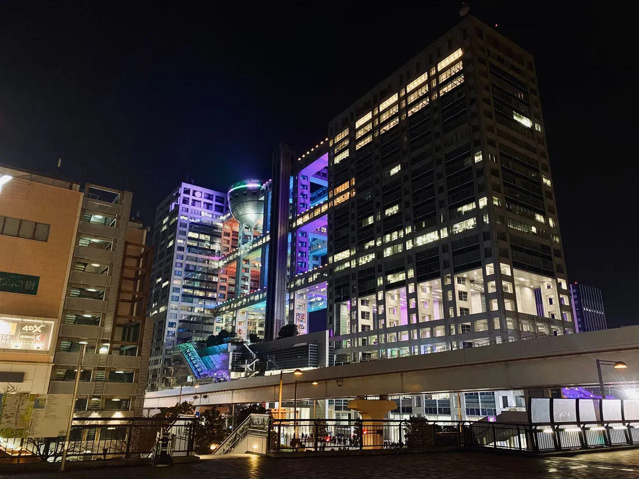 The colorful Fuji TV building in the distance