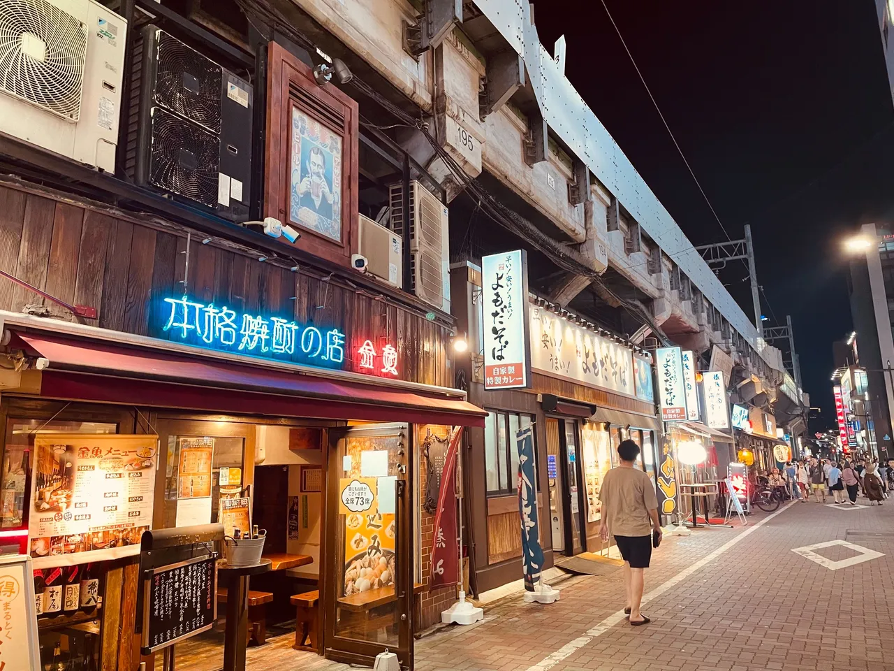 Restaurants nearby the station under the train tracks