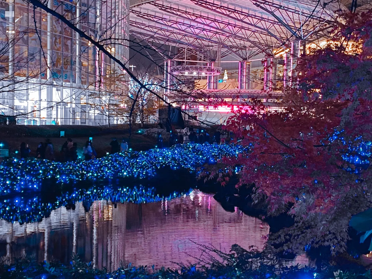 Event was happening in the covered area so you can see pink lights