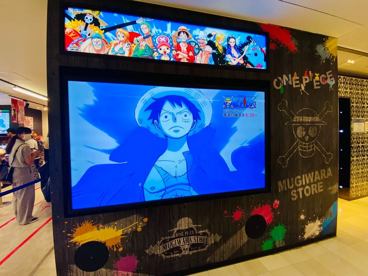 There's a TV in here showing One Piece animation