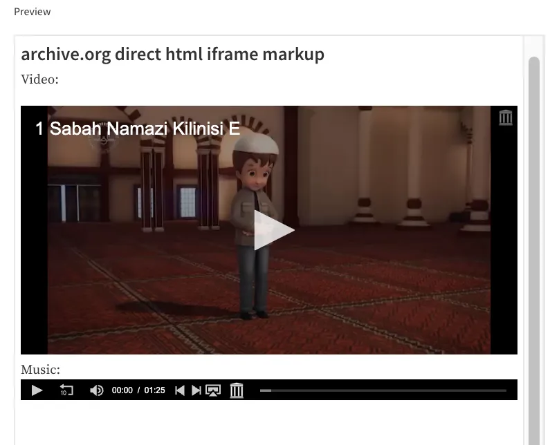Archive.org embedded player