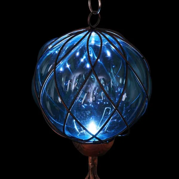 Exhart Solar Caged Blue Ball Metal and Glass Wind Chimes 13211-RS - The  Home Depot