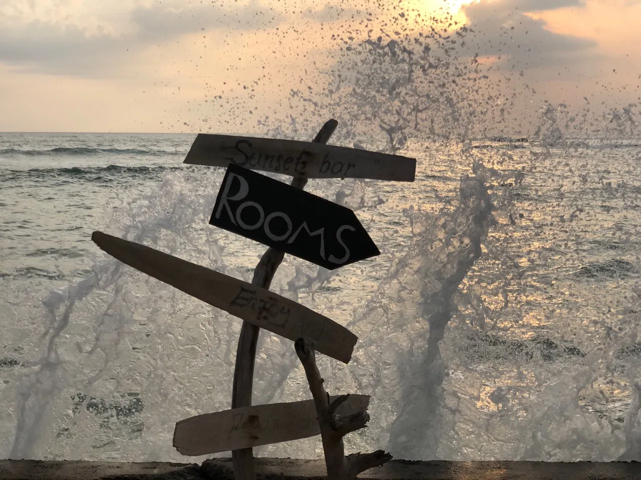 Signs with splashing water