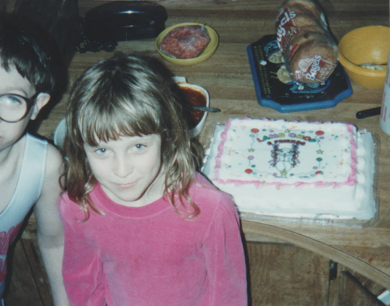 1999 - Crystal, Joey, others, Crystal's birthday, inside, in the 163 front yard on the porch, apx year-6.png