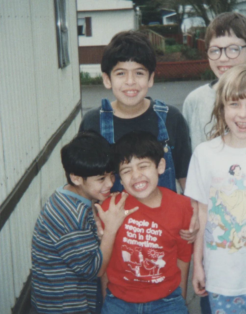 1999 - Crystal, Joey, others, Crystal's birthday, inside, in the 163 front yard on the porch, apx year-7.png