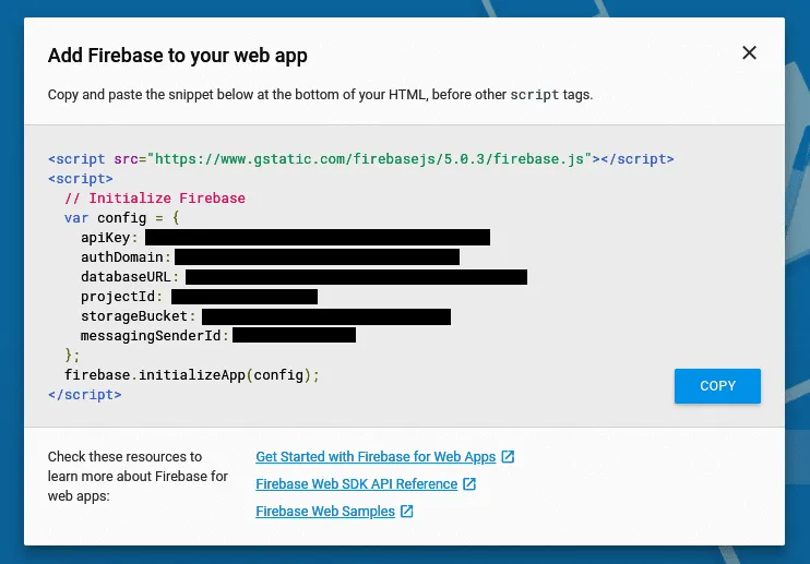 Initializing Firebase