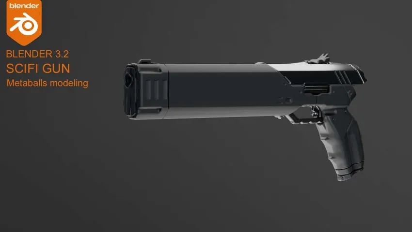 Blender 3.2 hardsurface modeling - Scifi gun - Metaballs -