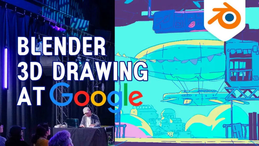 Blender for illustrators and 2d animators - Conference and live drawing at Google's office