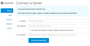 ServerPilot - Add new server panel