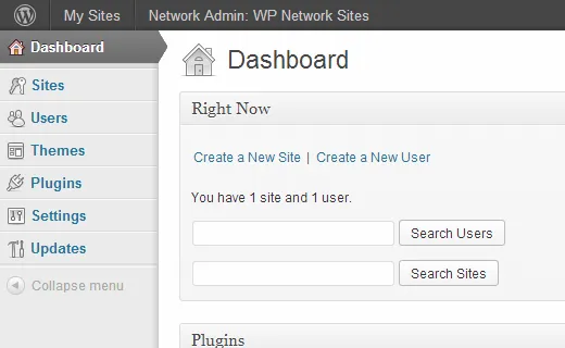 WordPress Multisite Network Admin Dashboard