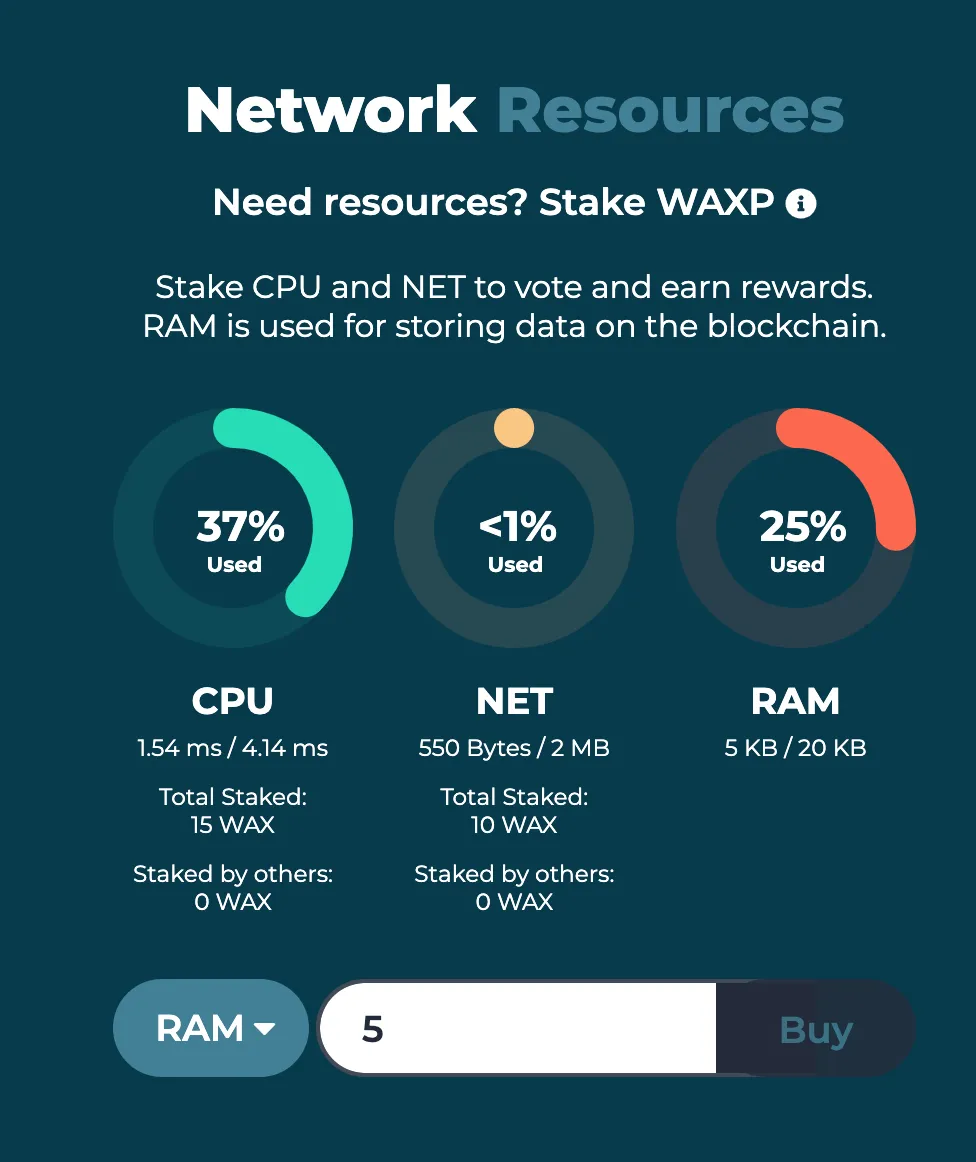 Buy RAM in your WAX wallet.