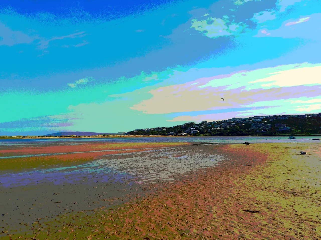 Impressionist rendition of the spring seascape at plett lagoon