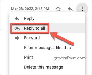 在 Gmail 中回复所有人