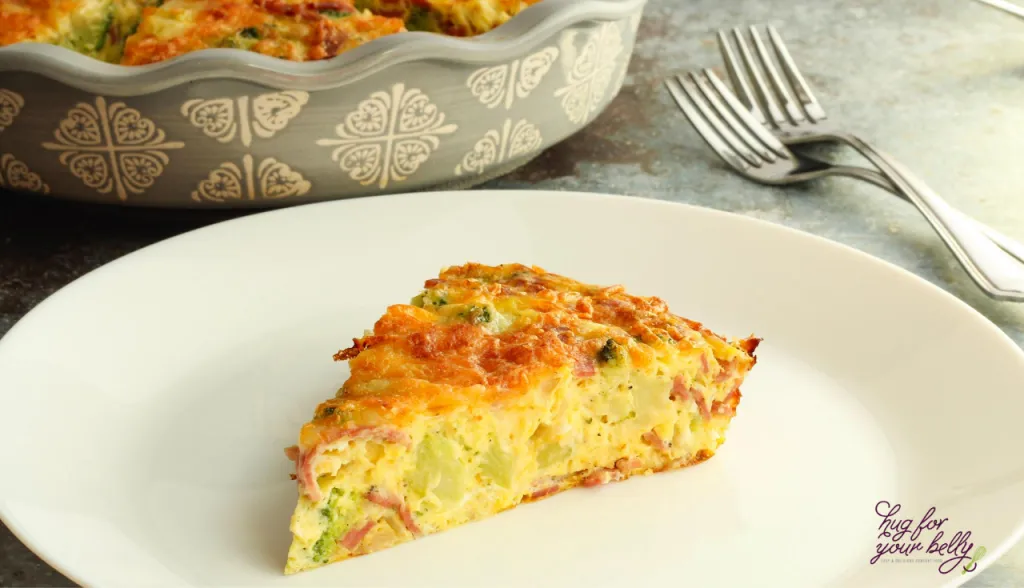 quiche slice on white plate
