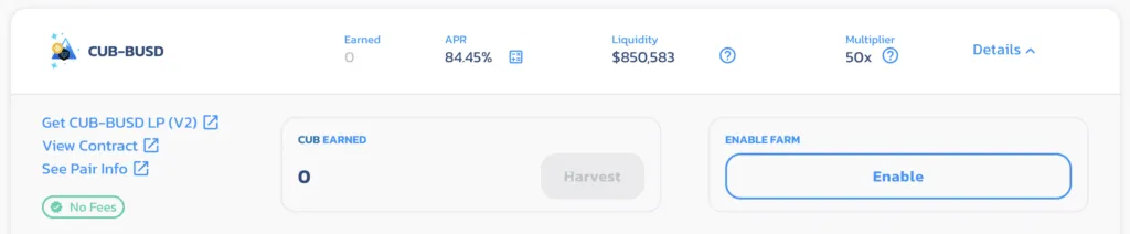 enable cub-busd yield farm