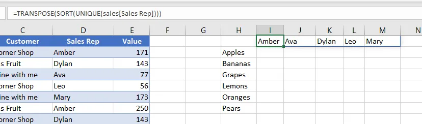 transposing dynamic arrays in excel