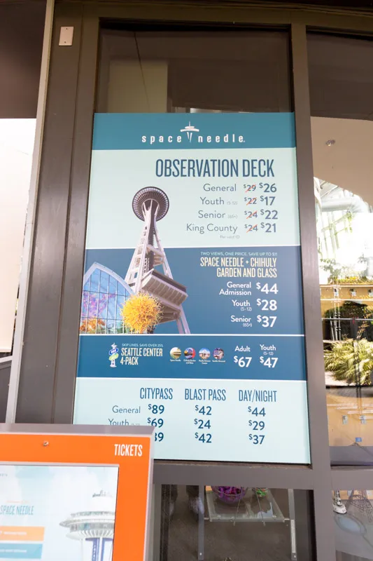 space needle cost of admission