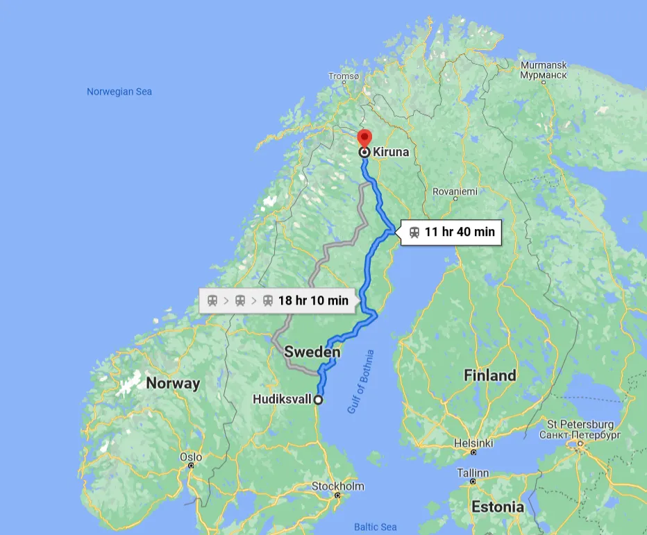 Location of Kiruna on Google Maps