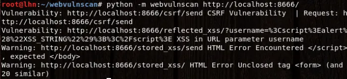 webvulnscan global scan results