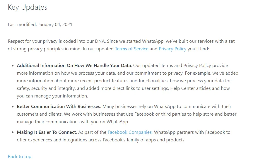 whatsapp privacy policy updated