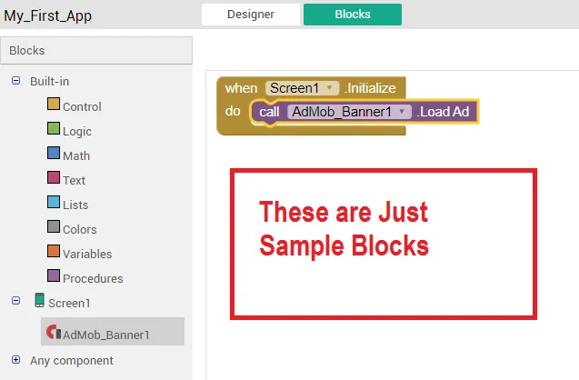 admob ads insertion in thunkable