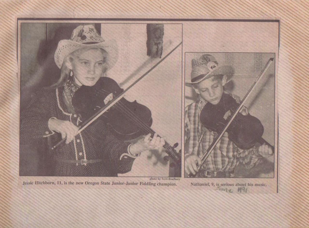 1991-06 - Jessie Jessica Hitchborn, age 11, her brother, Nathaniel, age 9, looks like violin, June, scan of scans, 3pics-1.png