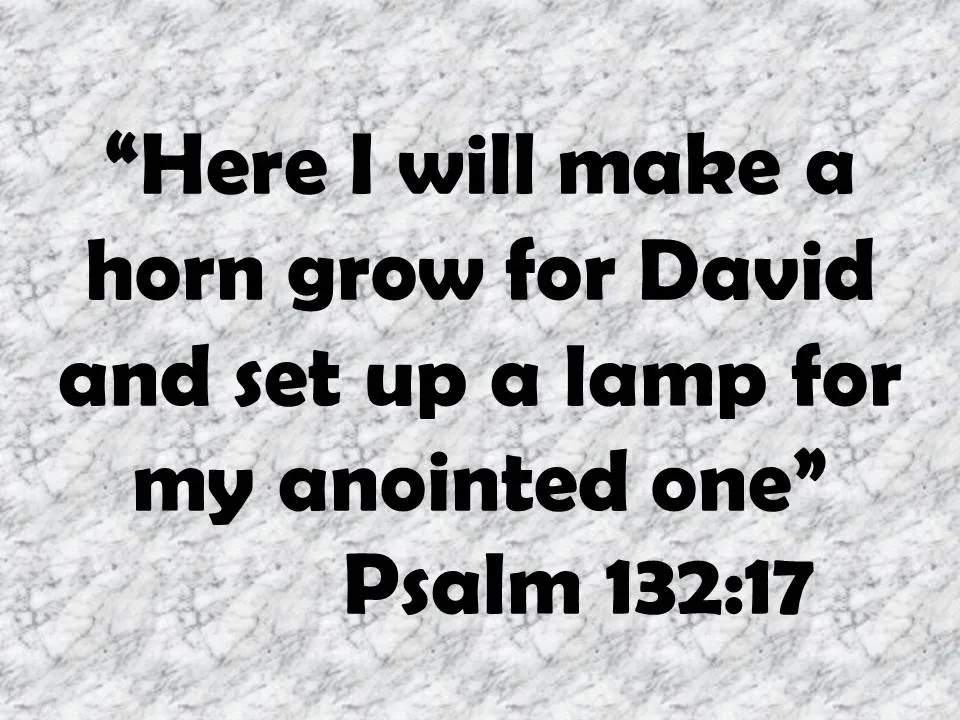God's promise to David. Here I will make a horn grow for David and set up a lamp for my anointed one. Psalm 132,17.jpg