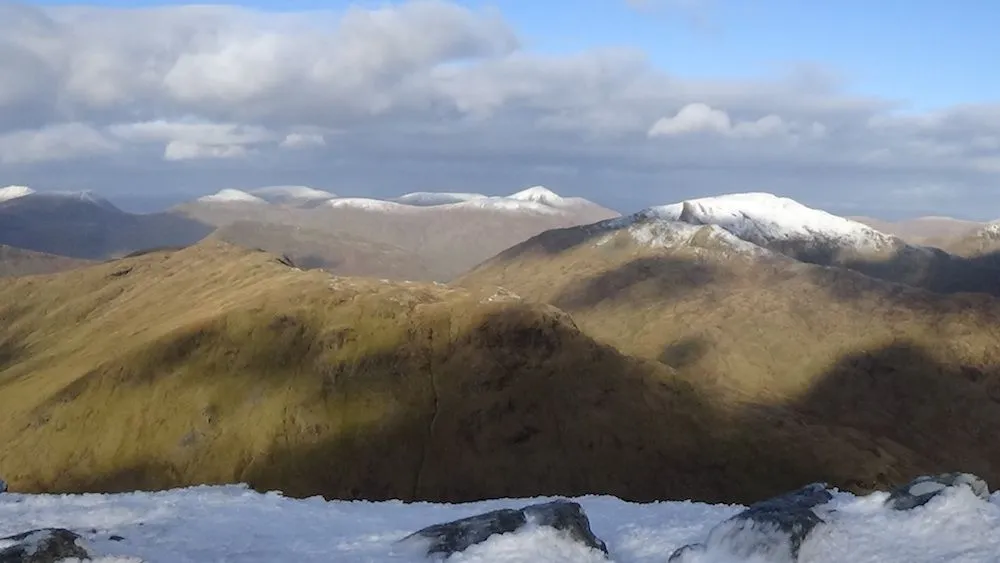 28 Beinn nam Fuaran in foreground, then Beinn Mhanach, Meall Bhuide, Beinn a Creachin, Stob nan Clach, Creag Mhor.jpg