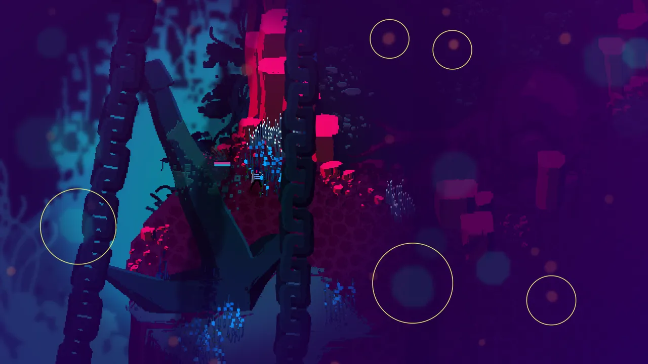 Particles floating in the foreground