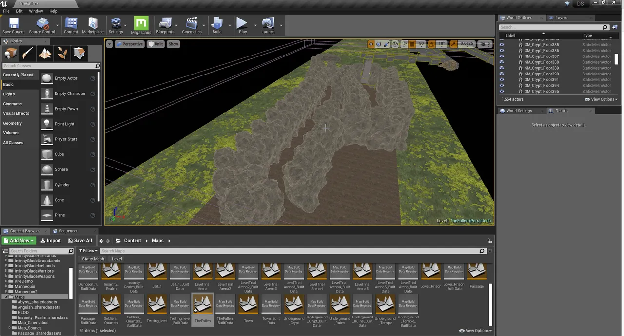 Unreal Engine placing down rocks meshes.png