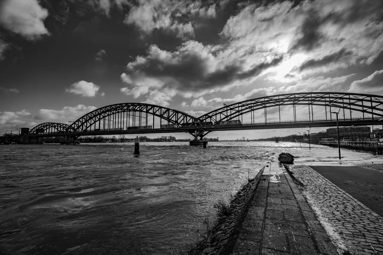 XT201304_Rhein Hochwasser Suedbruecke.JPG