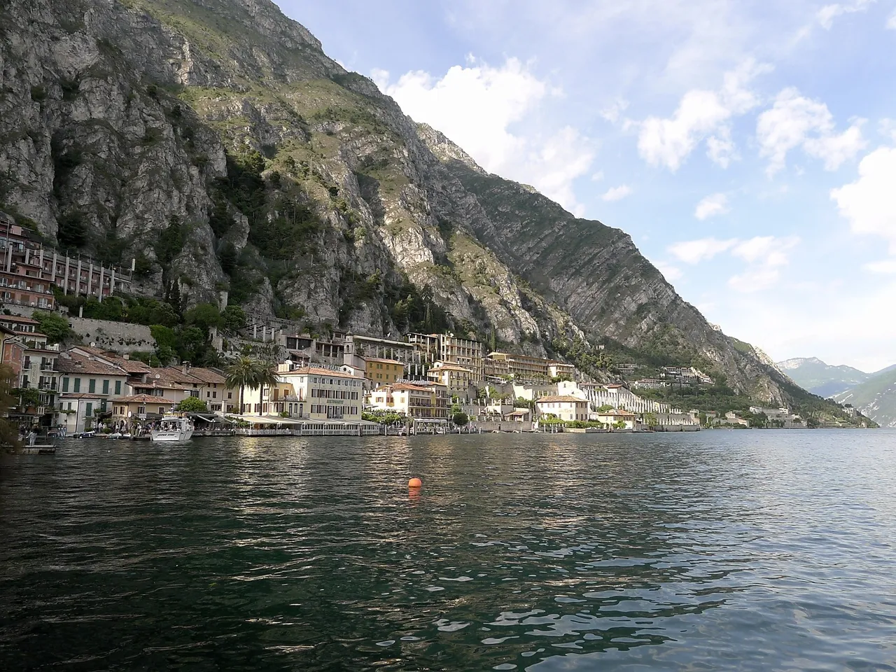 Limone sul Garda under steep cliffs