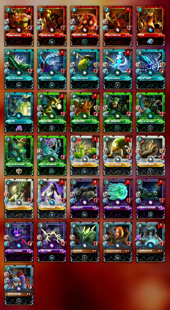 all my untamed cards acquired from two champion come-back seasons