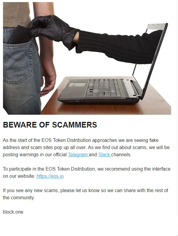 QUE.com.EOS.bewareofscammers.FakeAddressesAndScamSites