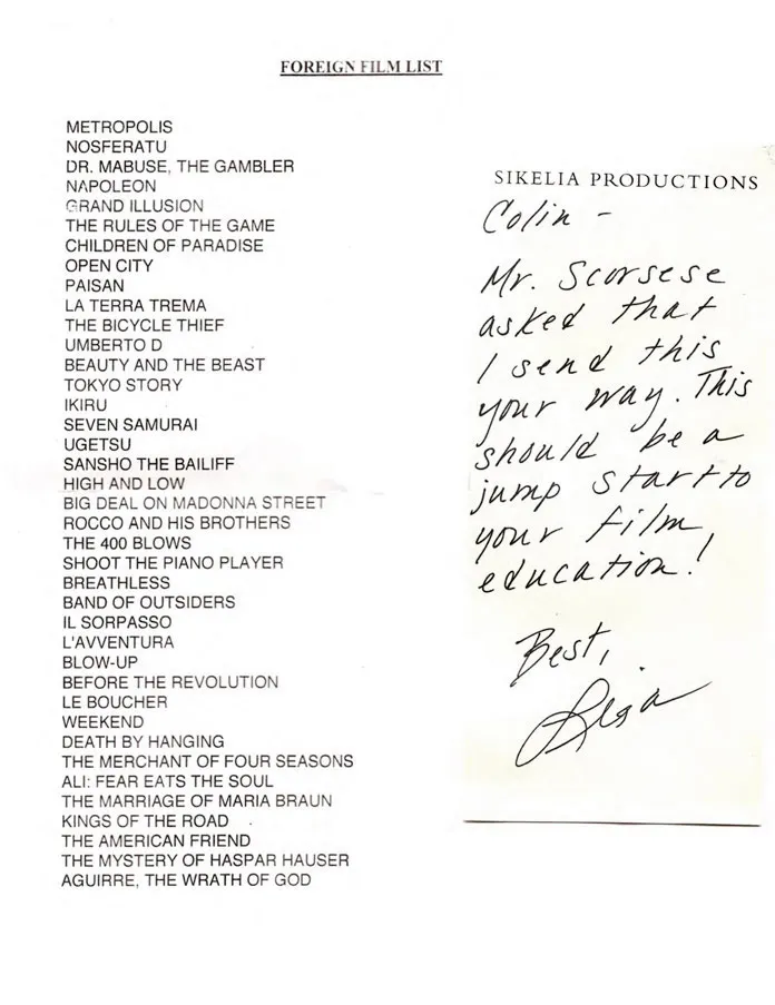 Scorsese's Foreign Film List