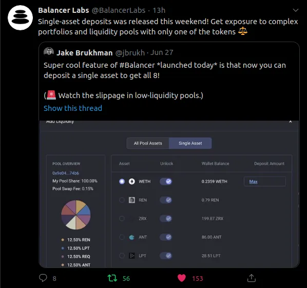 https://twitter.com/BalancerLabs/status/1277251962463977472