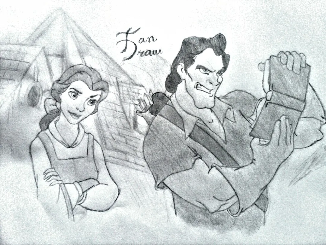 Dibujo La bella y Gaston.jpg