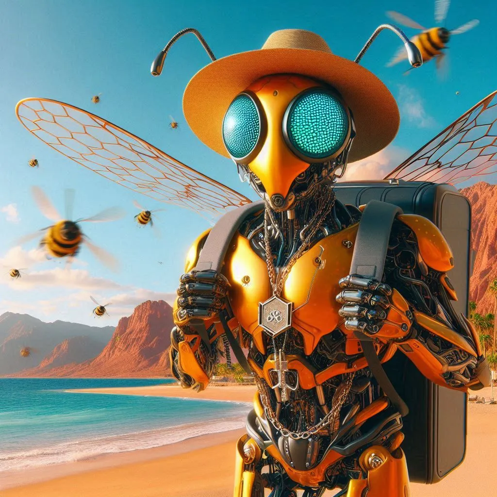 Pixbee retornando de ferias na praia para Blockchain da Hive