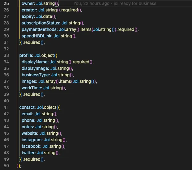 joi schema for business-part-2