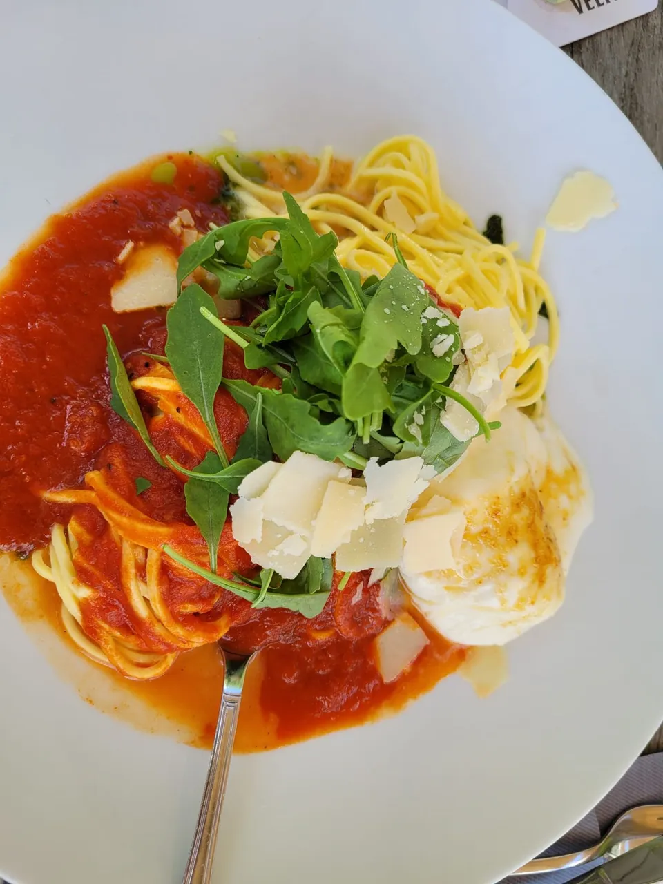 freshly made pasta with pesto