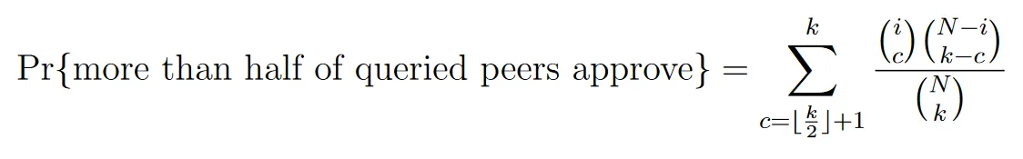 Slush Probability Of Peers Approving As Sum Of Hypergeometric Random Variables