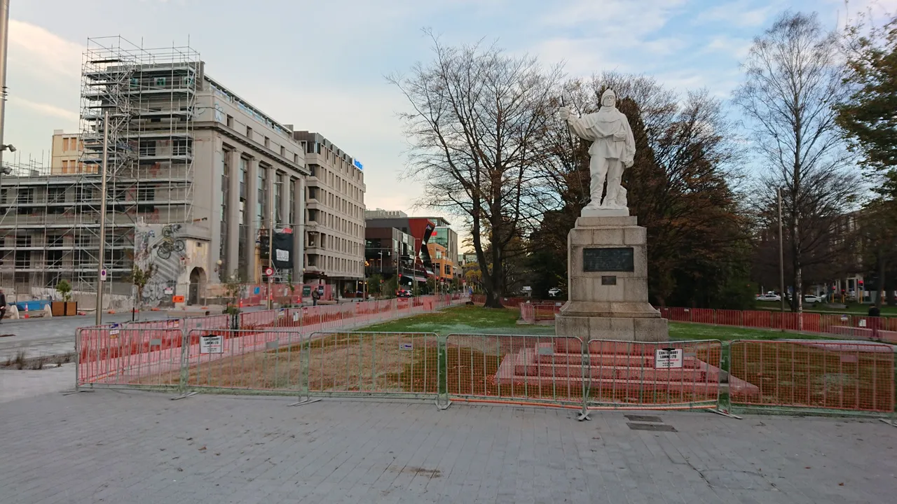 Other nearby structures and statues are still very much under guard with safety barriers