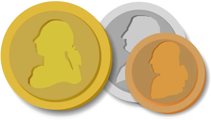 Drawing of three coins