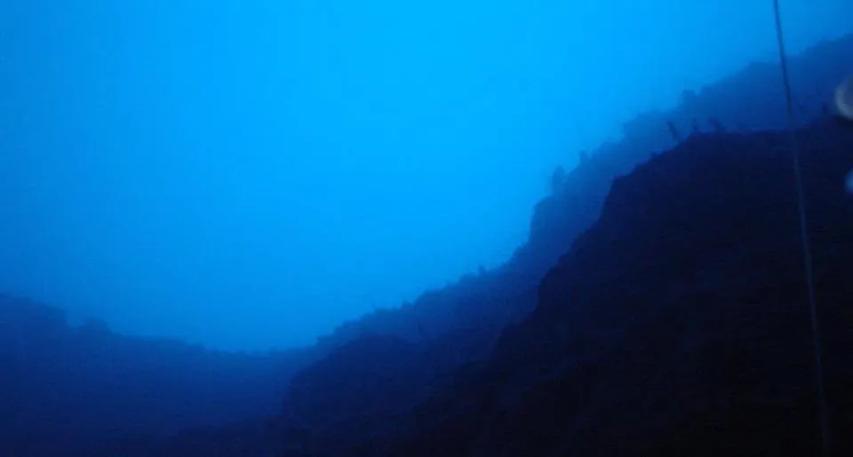 Roatan reef crest viewed from 500ft underwater