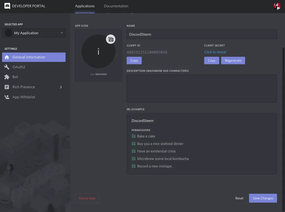 Discord Application Setting